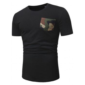 

Camo Pocket Short Sleeve Casual T Shirt, Black