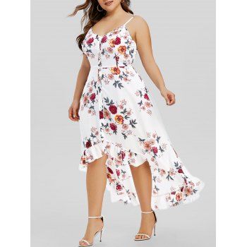 

Plus Size Button Down High Low Dress, White