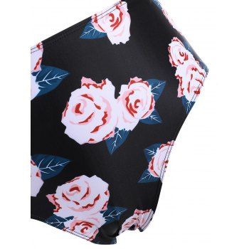 Plus Size Low Cut Ruffled Floral Print Tankini Swimwear