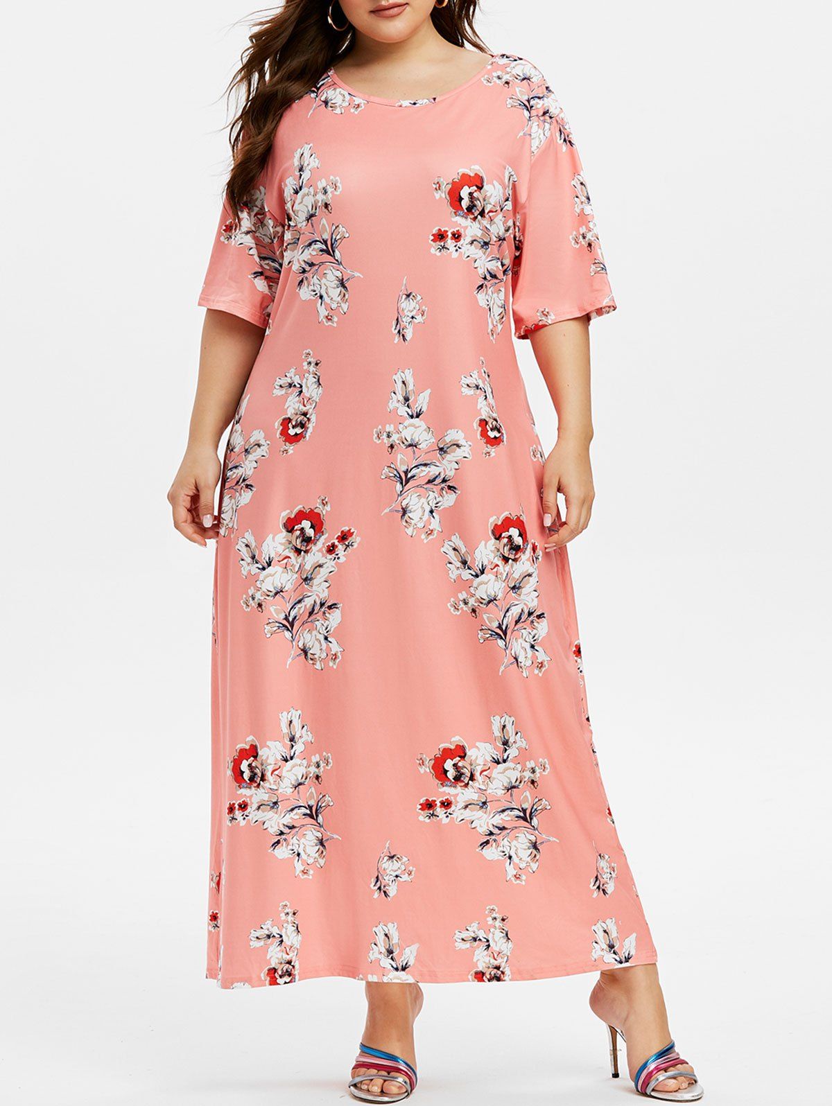 

Floral Plus Size Night Dress, Pink