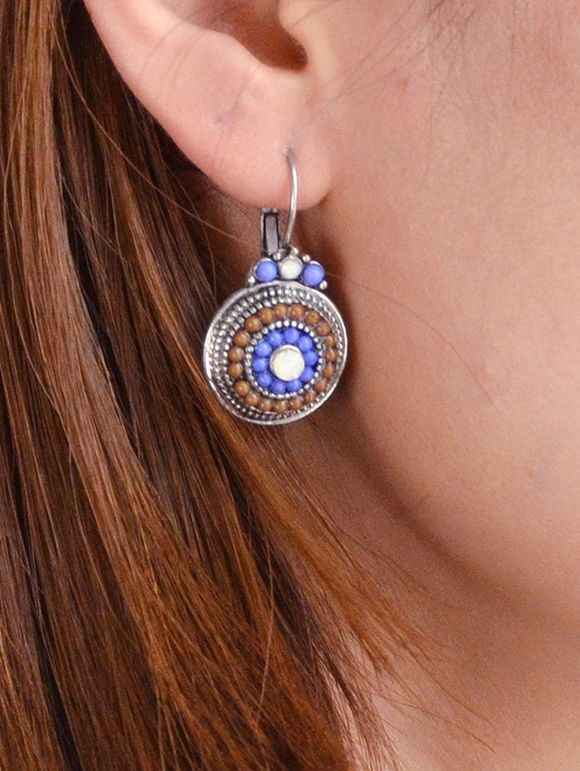 Forme ronde perles Boucles d'oreilles - Bleu 