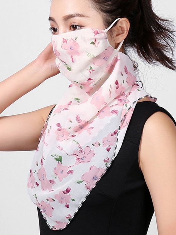 Écharpe Masque Fleur Imprimée pour Extérieur - Rose clair 