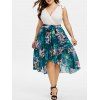 Robe Mi-Longue Fleurie à Epaule Nouée de Grande Taille - Vert Foncé 1X