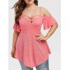 T-shirt Croisé à Epaule Dénudée de Grande Taille - Rose clair L