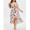 Maxi Robe Plongeante Fleurie Imprimée à Epaule Ouverte de Grande Taille - Blanc 5X