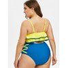Tiered Flounce Crisscross Plus Size Tankini Swimwear - BRIGHT YELLOW 5X