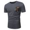 T-Shirt Décontracté Camouflage avec Poche à Manches Courtes - Gris S