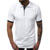 Contrast Trim Turn Down Collar Casual T Shirt - WHITE S