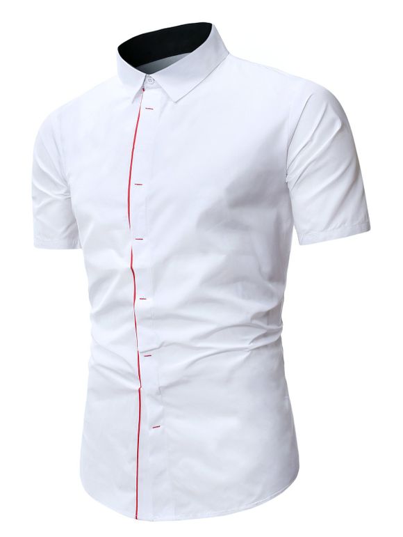 Chemise Contrastée Boutonnée à Manches Courtes - Blanc S