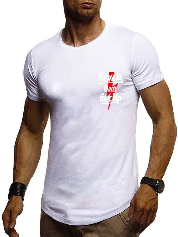 T-shirt Décontracté Lettre Graphique Imprimée - Blanc 2XL