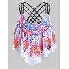 Haut de Bain à Bretelle Rembourré à Imprimé Plume - multicolor S