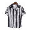 Chemise Décontractée à Rayure Verticale avec Poche Boutonnée - multicolor L