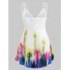 Feather Printed O Ring Ruched Plus Size Tank Top - WHITE 4X