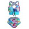 Maillot de Bain Tankini Teinté Croisé de Grande Taille - multicolor 4X