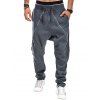 Pantalon de Jogging Zippé en Couleur Unie à Cordon - Gris Foncé XL