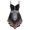Débardeur Asymétrique Tribal Imprimé Grande Taille - Noir 1X
