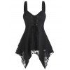 Débardeur Asymétrique Panneau en Dentelle à Lacets à Bretelle - Noir 3XL
