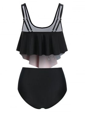 Music Note Print Ruched Padded Tankini Swimwear