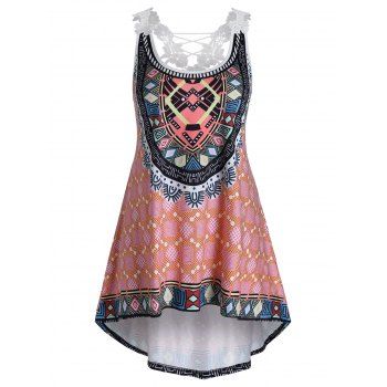 

Plus Size Tribal Print Irregular Tank Top, Multicolor