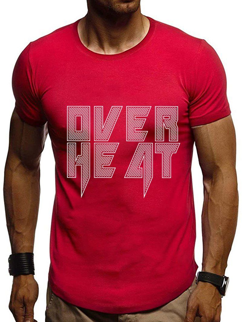 T-shirt Graphique Imprimé à Manches Courtes - Rouge Lave XL