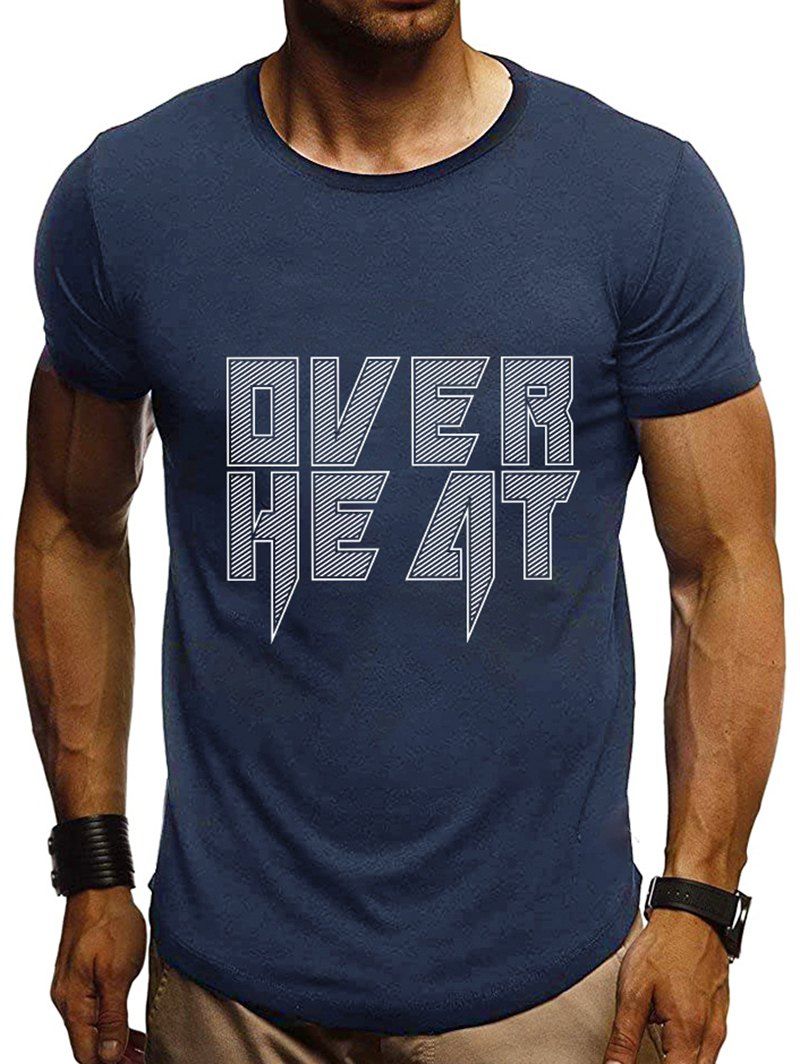 

Graphic Printing Short Sleeves T-shirt, Cadetblue