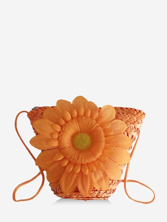 Mini Sac à Bandoulière de Plage Fleur au Crochet - Orange Mangue 