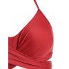 Maillot de Bain Bikini Croisé Ananas Fleur et Oiseau à Col Halter - Rouge S