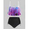Maillot de Bain Tankini Croisé Branche Imprimée de Grande Taille - multicolor 3X