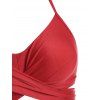 Maillot de Bain Bikini Croisé Ananas Fleur et Oiseau à Col Halter - Rouge XL
