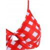 Maillot de Bain Bikini Noué en Avant à Carreaux à Taille Haute - Rouge M