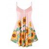 Débardeur à Bretelle Fine Boutonné Tournesol Imprimé Grande Taille - Rose clair 5X