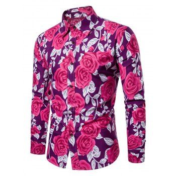 

Allover Flower Printed Long Sleeve Shirt, Concord