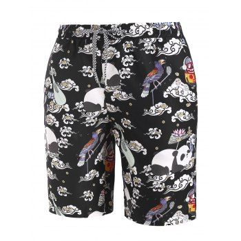 

Cartoon Animal Clouds Graphic Casual Shorts, Multicolor a