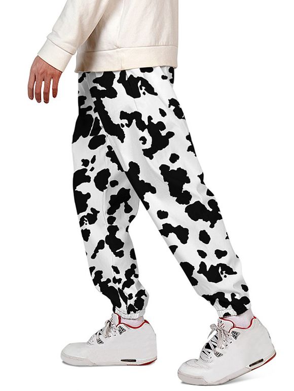 Pantalon de Jogging à Imprimé Vache à Cordon - Noir 3XL