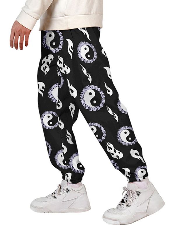 Pantalon de Jogging Motif de Tai Chi Graphique - Noir XL