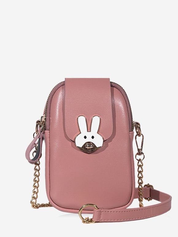 Sac à Bandoulière Lapin Imprimé avec Chaîne - Rose clair 