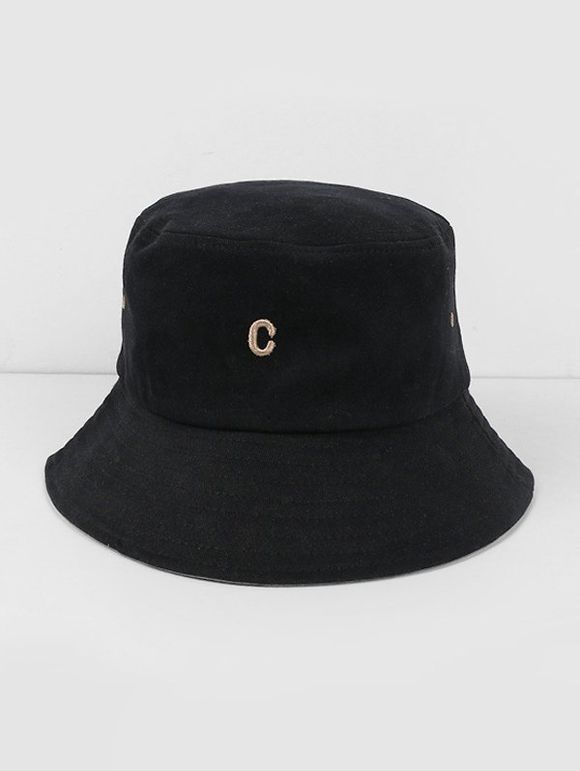 Chapeau de Soleil Lettre C en Coton - Noir 