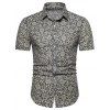 Chemise à Imprimé Fleurie Géométriques à Manches Courtes - Beige 2XL