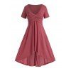 Robe Longue Plongeante Plissée de Grande Taille - Rouge Saint Valentin 5X