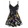Débardeur à Bretelle Feuille Fleur Imprimées sans Dos de Grande Taille - Noir 5X