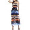 Bohemian Chiffon Bandeau Dress Strapless Tube Tie Dye Print Belted Maxi Flowy Dress - SKY BLUE S