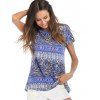 T-shirt Imprimé Géométrique à Manches Courtes - Bleu Cristal S