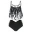 Tummy Control Swimsuit Gothic Bathing Suit Octopus Print Cut Out Crisscross Summer Beach Tankini Swimwear - WHITE S