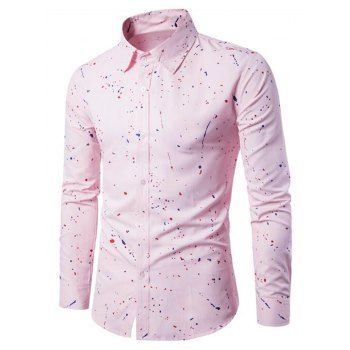 

Splatter Dots Print Long Sleeve Shirt, Light pink