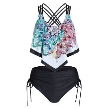 Image of Bohemian Print Cinched Padded Tankini Set