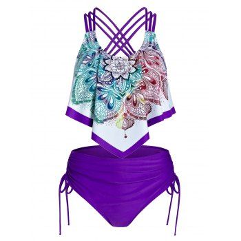 Image of Bohemian Print Cinched Padded Tankini Set