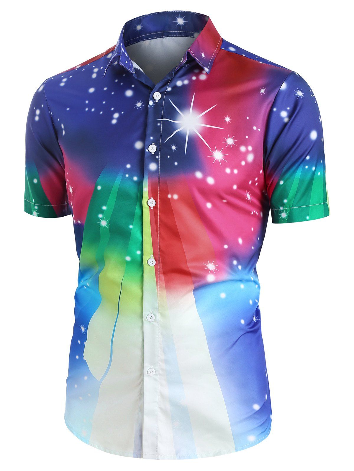 Chemise Boutonnée Colorée Dégradée à Pois - multicolor S
