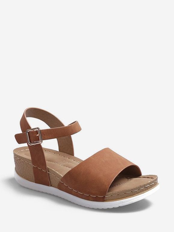 Sandales Bride à Cheville à Talon Compensé en Daim - Brun EU 40