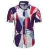 Chemise Boutonnée Rayée Géométrique Imprimée - Iris Pourpre XL