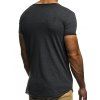 Solid Color Zip Decorated Short Sleeves T-shirt - GRAY L